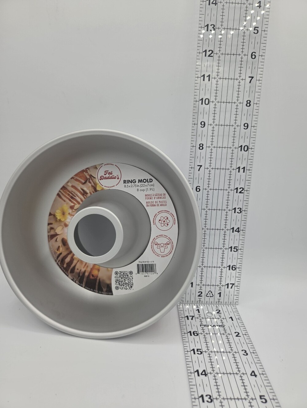 Fat Daddio's Ring Mold Cake Pan 8.5×2.75 Aluminum Non-Stick Silver 8 Cup